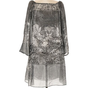 Save The Queen Long Sleeve vintage Euro Cocktail Dress Black White Women's Large